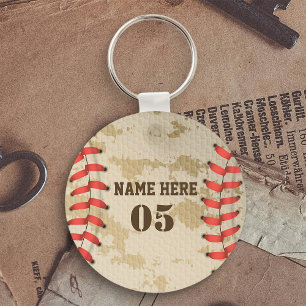 Personlig Vintage Baseball Namn Number Retro Nyckelring