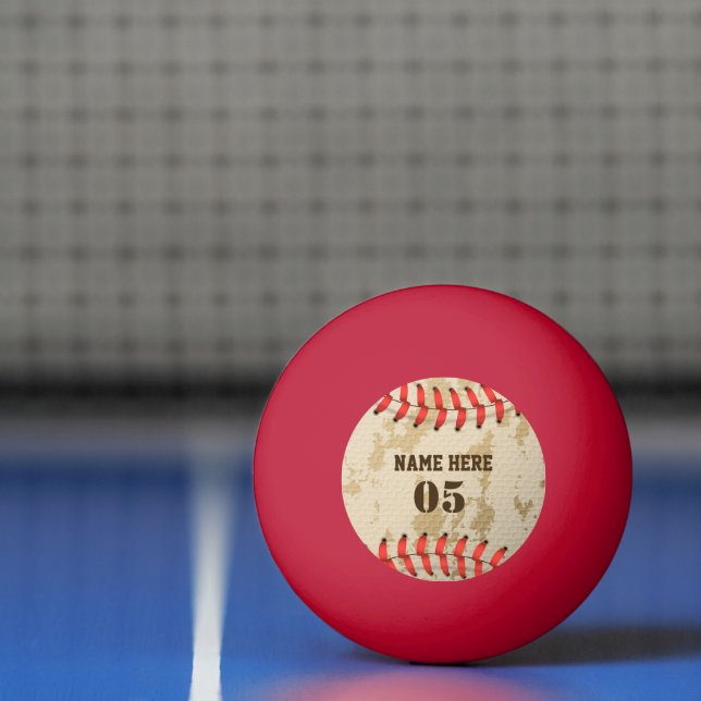 Personlig Vintage Baseball Namn Number Retro Pingisboll (Netto)