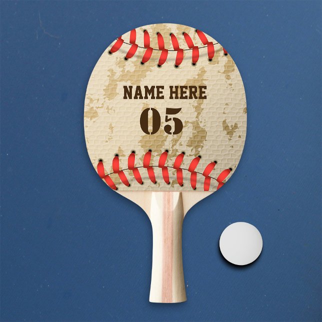 Personlig Vintage Baseball Namn Number Retro Pingisracket (Skapare uppladdad)