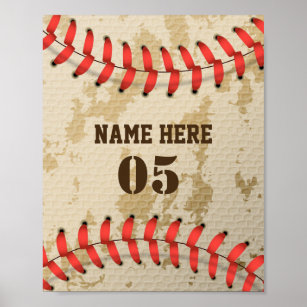 Personlig Vintage Baseball Namn Number Retro Poster