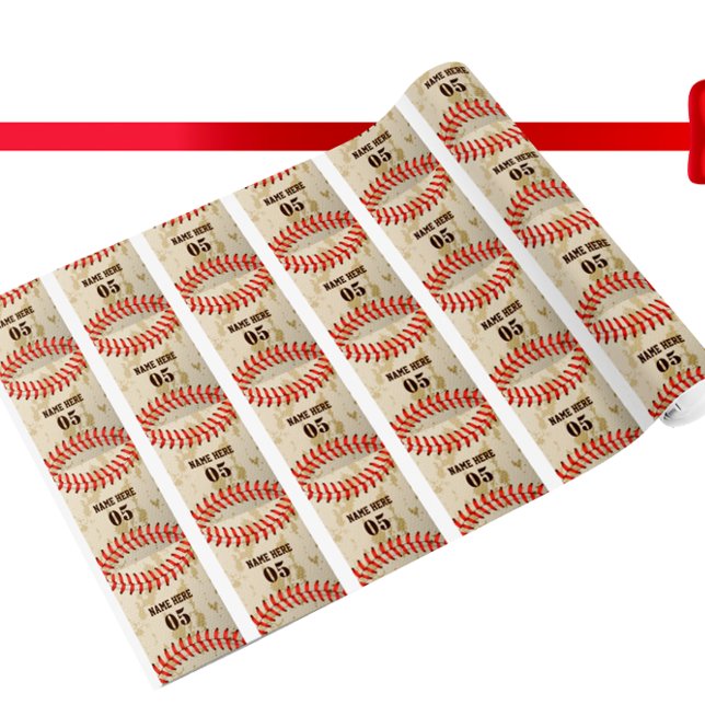 Personlig Vintage Baseball Namn Number Retro Presentpapper (Skapare uppladdad)