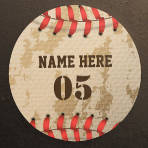 Personlig Vintage Baseball Namn Number Retro Runt Klistermärke