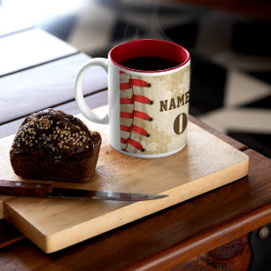 Personlig Vintage Baseball Namn Number Retro Två-Tonad Mugg