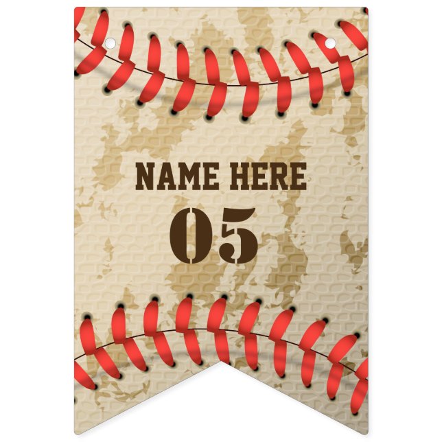 Personlig Vintage Baseball Namn Number Retro Vimplar (Första flaggan)
