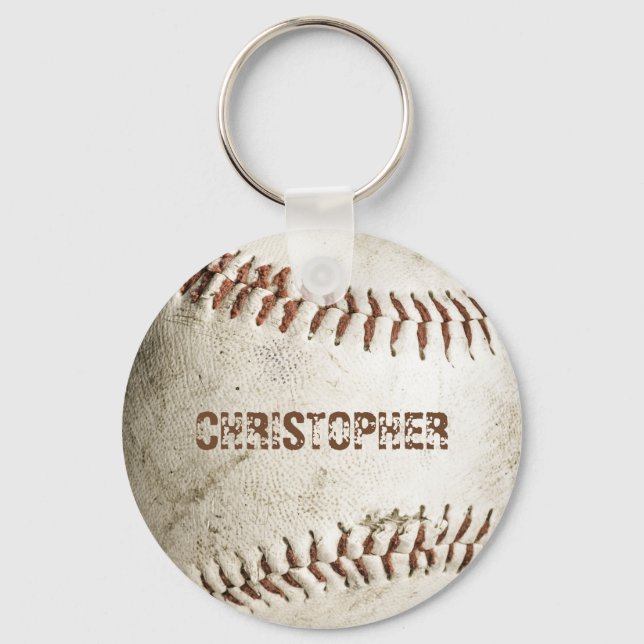 Personlig Vintage Baseball Nyckelring (Framsida)