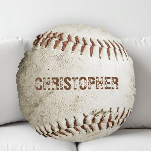 Personlig Vintage Baseball Rund Kudde