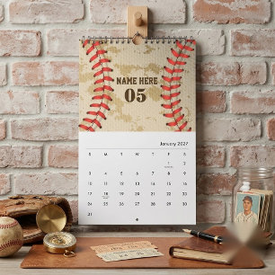 Personlig Vintage Baseboll Namn Nummer Retro Kalender