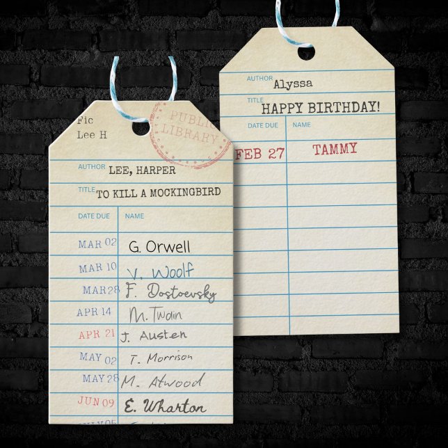 Personlig Vintage Bibliotek-kort Presentetikett (Skapare uppladdad)