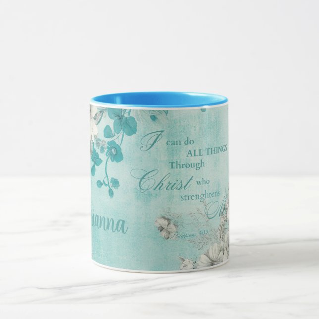 Personlig Vintage Blommig  Mugg (Center)