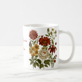 Personlig Vintage Blommig Mugg, Anpassad Namngåva Kaffemugg