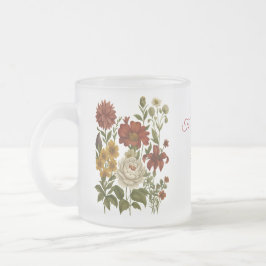 Personlig Vintage Blommig Mugg, Anpassad Namnprese Frostad Glasmugg