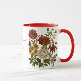 Personlig Vintage Blommig Mugg, Anpassad Namnprese Mugg