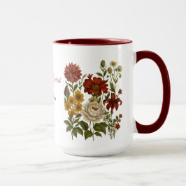 Personlig Vintage Blommig Mugg, Anpassad Namnprese Mugg