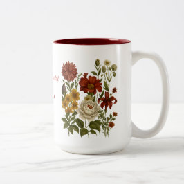 Personlig Vintage Blommig Mugg, Anpassad Namnprese Två-Tonad Mugg