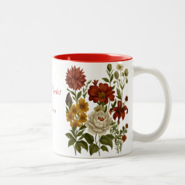Personlig Vintage Blommig Mugg, Anpassad Namnprese Två-Tonad Mugg