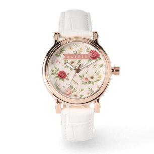 Personlig Vintage Blommig Romantisk Namnpresent Armbandsur