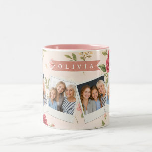 Personlig Vintage Blommig Romantisk Namnpresent Två-Tonad Mugg