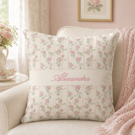 Personlig Vintage Blommig Ros Monogram Kudde