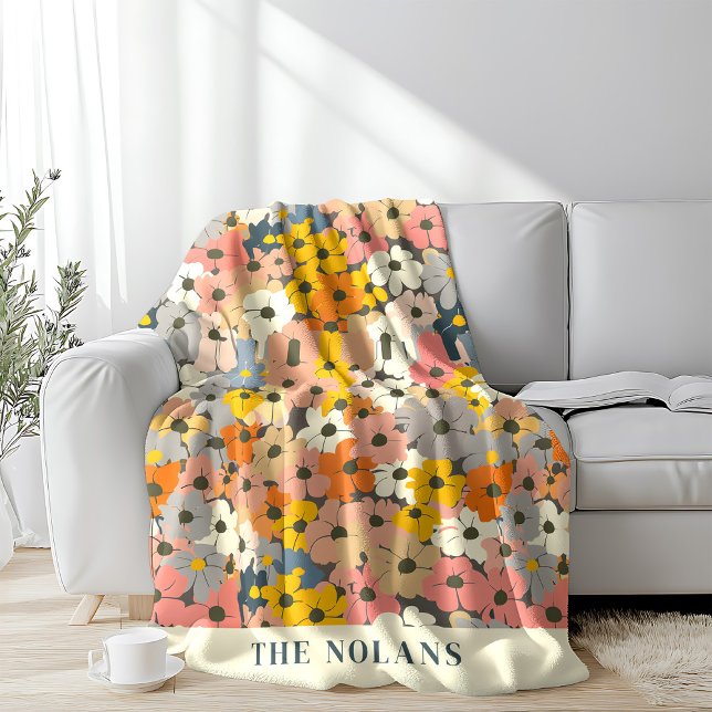Personlig Vintage Blommigt Fleece Blanket (Personalized vintage floral fleece blanket)
