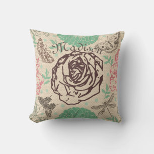 Personlig Vintage Blommigt Ro Garden Kudde