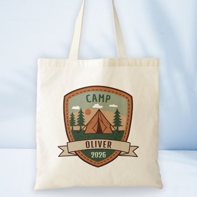 Personlig vintage campingmärke tygkasse (Skapare uppladdad)