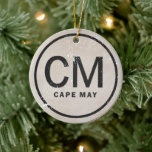 Personlig Vintage Cape May New jersey Beach Julgransprydnad Keramik<br><div class="desc">Personlig Vintage Viktorian Stil Distress Cape May New jersey Beach jul Ornament. ^</div>