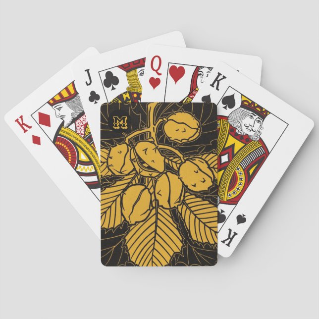 Personlig Vintage Chestnut Black och Brown Casinokort (Baksidan)