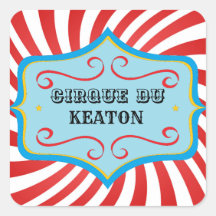 Personlig Vintage Circus Party Stickers