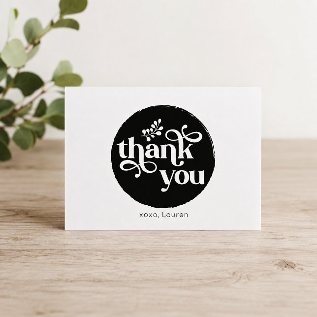 Personlig Vintage Cirkel Platt Tack Kort (Personalized Thank You Card)