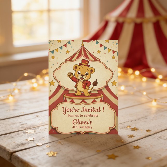 Personlig vintage cirkus födelsedagsfest inbjudningar (Vintage Circus Birthday Party Personalized Invitation)