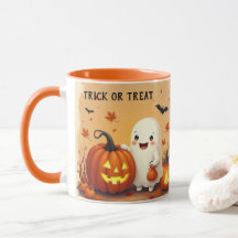 Personlig Vintage Cute Ghost & Pumpkin Hallowee