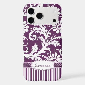 Personlig Vintage Eggplant Damask och Rand