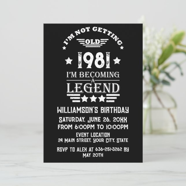 Personlig vintage elegant födelsedagsfest inbjudningar (Stående Fram)