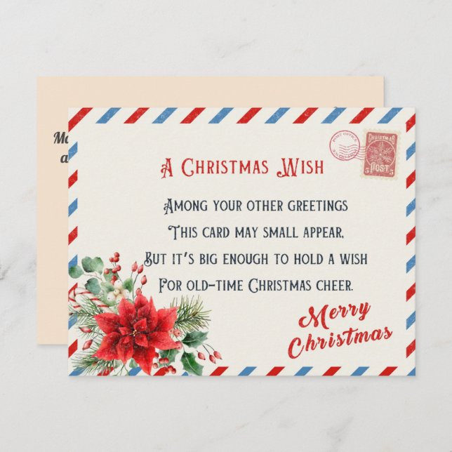 Personlig Vintage En julönskan Julkort (Fram/baksida)