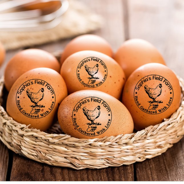 Personlig Vintage Farm Fresh Namn Chicken-ägg Stämpel (personalized egg stamp)