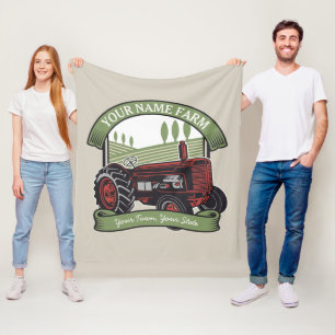 Personlig Vintage Farm Tractor Land Farmer Fleecefilt