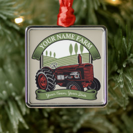 Personlig Vintage Farm Tractor Land Farmer Julgransprydnad Metall