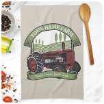 Personlig Vintage Farm Tractor Land Farmer Kökshandduk<br><div class="desc">Personlig Vintage Farm Tractor Land Farmer Family Farm - Rolling Backe,  Harvest Fält och Träd,  Cattle Dairy Cows - Customize with your Name or Anpassningsbar Text!</div>