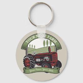 Personlig Vintage Farm Tractor Land Farmer Nyckelring
