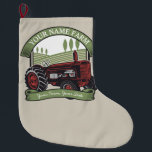 Personlig Vintage Farm Tractor Land Farmer  Stor Julstrumpa<br><div class="desc">Personlig Vintage Farm Tractor Land Farmer Family Farm - Rolling Backe,  Harvest Fält och Träd,  Cattle Dairy Cows - Customize with your Name or Anpassningsbar Text!</div>