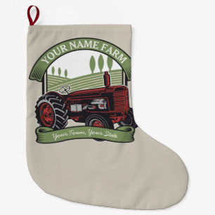 Personlig Vintage Farm Tractor Land Farmer Stor Julstrumpa