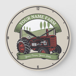 Personlig Vintage Farm Tractor Land Farmer Stor Klocka