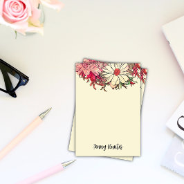 Personlig Vintage Flowers in Rosa and Cream Post-it Block