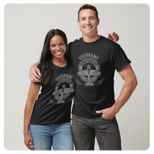Personlig Vintage Flygplanspilot Flyg Akademi T Shirt