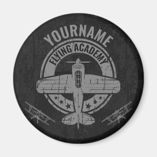 Personlig Vintage Flygplanspilot för flygakademi Magnet