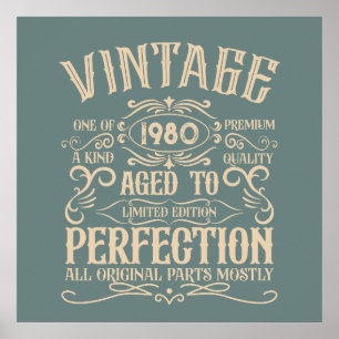 Personlig vintage födelsedags-whiskey-etikett med poster