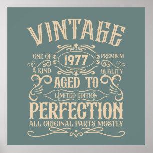 Personlig vintage födelsedagskalksetikett whiskey poster