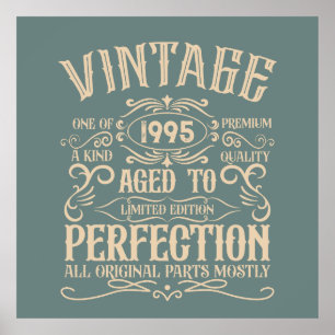 Personlig vintage födelsedagskalksetikett whiskey  poster
