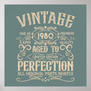 Personlig vintage födelsedagskalksetikett whiskey poster