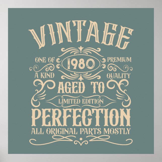Personlig vintage födelsedagskalksetikett whiskey  poster (Framsidan)